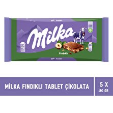 Milka Fındıklı Tablet Çikolata 80 gr - 5 Adet