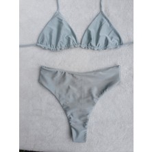 Meot Buz Beyazı Yüksek Bel Üçgen Tanga Bikini