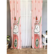 Evmila Milkshake Desenli Çocuk Odası Fon Perde