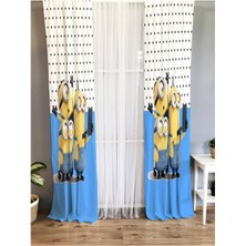 Evmila Çizgi Film Desenli Çocuk Odası Fon Perde