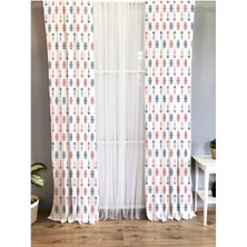 Evmila Gemi Çapası ve Dümeni Desenli Çocuk Odası Fon Perde