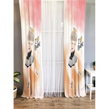 Evmila Balerin Desenli Çocuk Odası Fon Perde