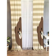 Evmila Ayıcık Desenli Çocuk Odası Fon Perde