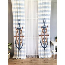 Evmila Gemi Dümeni Desenli Çocuk Odası Fon Perde