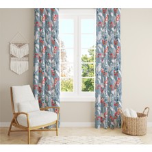 Evmila Kadife Doku Baskılı Çiçek Desenli Fon Perde