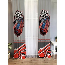 Evmila Araba Desenli Çocuk Odası Fon Perde