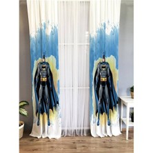 Evmila Süper Kahraman Desenli Çocuk Odası Fon Perde