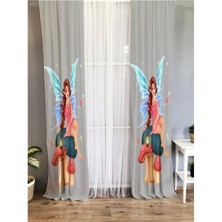 Evmila Kanatlı Kız Desenli Çocuk Odası Kadife Fon Perde