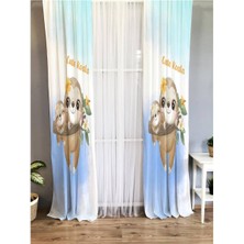 Evmila Hayvan Desenli Çocuk Odası Kadife Fon Perde