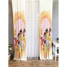 Evmila Prenses Desenli Çocuk Odası Kadife Fon Perde