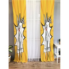 Evmila Tavşan Desenli Çocuk Odası Kadife Fon Perde