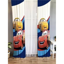 Evmila Arabalar Desenli Çocuk Odası Fon Perde