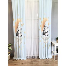 Evmila Balerin Desenli Çocuk Odası Kadife Fon Perde