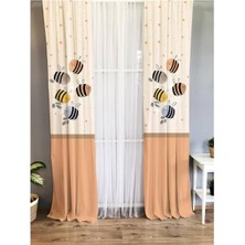 Evmila Arı Desenli Çocuk Odası Fon Perde