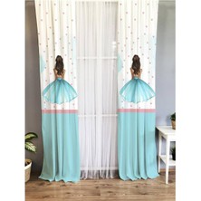 Evmila Prenses Desenli Çocuk Odası Fon Perde