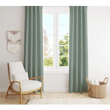 Evmila Kadife Doku Baskılı Küf Yeşil Rengi Fon Perde