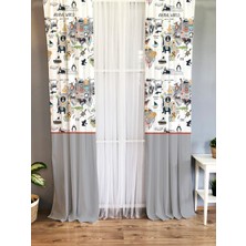 Evmila Baskılı Desenli Çocuk ve Bebek Odası Fon Perde