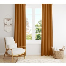 Evmila Kadife Doku Baskılı Tarçın Renkli Fon Perde