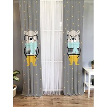 Evmila Ayı Desenli Çocuk Odası Fon Perde