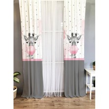 Evmila Zürafa Desenli Çocuk Odası Fon Perde