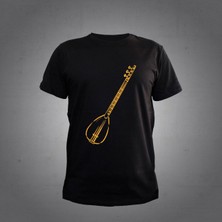 Herşey Nota Bağlama Saz T-Shirt Siyah
