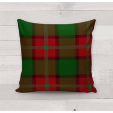 Evmila Yılbaşı Özel Ekose Desenli Kadife Kırlent Kılıfı