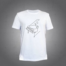 Herşey Nota Piyano Beyaz T-Shirt