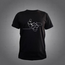 Herşey Nota Bateri Çalan Adam Siyah T-Shirt