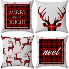 Evmila Kadife Doku Yılbaşı ve Noel Özel Christmas Temalı 4'lü Kırlent Seti