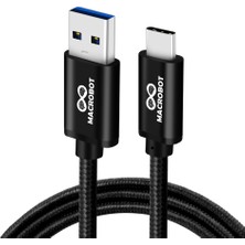 Macrobot 3A 60W Usb-A & Usb-C Hızlı Şarj ve Hızlı Veri Transferi Kablosu 5000MBS (5gbps) USB 3.0