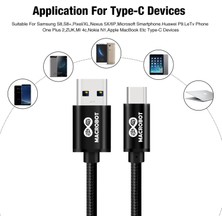 Macrobot 3A 60W Usb-A & Usb-C Hızlı Şarj ve Hızlı Veri Transferi Kablosu 5000MBS (5gbps) USB 3.0