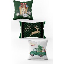 Evmila Yılbaşı Özel 3`lü Kadife Çift Taraf Baskılı Kırlent Seti