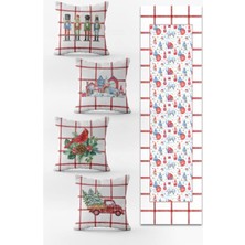 Evmila Yılbaşı Özel Set 4 Adet Kırlent 1 Adet Runner