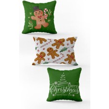 Evmila Yılbaşı Özel 3`lü Kadife Çift Taraf Baskılı Kırlent Seti