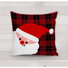 Evmila Yılbaşı Özel Noel Baba Desenli Kadife Kırlent Kılıfı