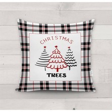 Evmila Yılbaşı Özel Ağaç Desenli Kadife Kırlent Kılıfı