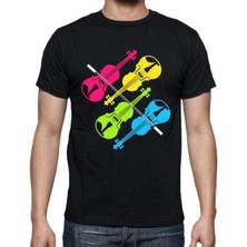 Herşey Nota Renkli Keman Unisex Tshirt