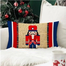 Evmila Yılbaşı Özel Kurşun Asker Desenli Dikdörtgen Kırlent Kılıfı