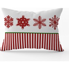 Evmila Yılbaşı Temalı Kar Kristali Desenli Kadife Kırlent Kılıfı