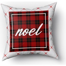 Evmila Yılbaşı Temalı Noel Yazılı Kadife Kırlent Kılıfı