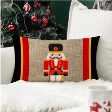 Evmila Yılbaşı Özel Kurşun Asker Desenli Dikdörtgen Kırlent Kılıfı