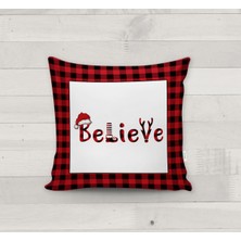 Evmila Dekoratif Yılbaşı Desenli Kırlent Kılıfı