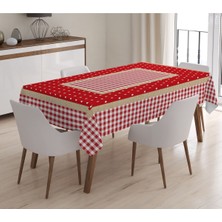 Evmila Yılbaşı Özel Ekose Desenli Kadife Masa Örtüsü