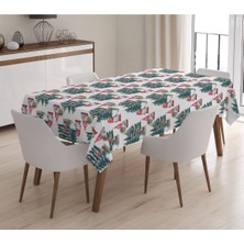 Evmila Yılbaşı Özel Cüce ve Ağaç Desenli Kadife Masa Örtüsü