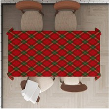 Evmila Yılbaşı Özel Ekose Desenli Kadife Masa Örtüsü