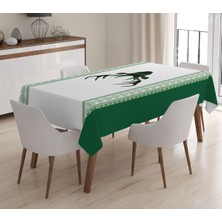 Evmila Yılbaşı Özel Geyik Desenli Kadife Masa Örtüsü