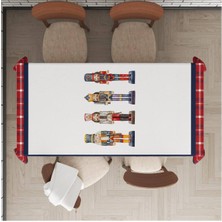 Evmila Yılbaşı Özel Kurşun Asker Desenli Kadife Masa Örtüsü