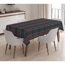 Evmila Yılbaşı Özel Ekose Desenli Kadife Masa Örtüsü