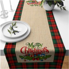 Evmila Yılbaşı Özel Merry Christmas Yazılı Kadife Runner