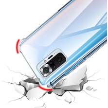 Case 4U Xiaomi Redmi Note 10 Pro Kılıf Darbe Emici Köşe Korumalı Anti Shock Şeffaf Silikon Şeffaf Şeffaf